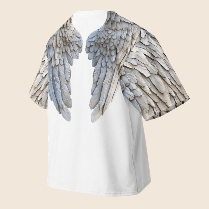 White Wings Print Oversized Cotton T-Shirt | Heavyweight Festival Tee