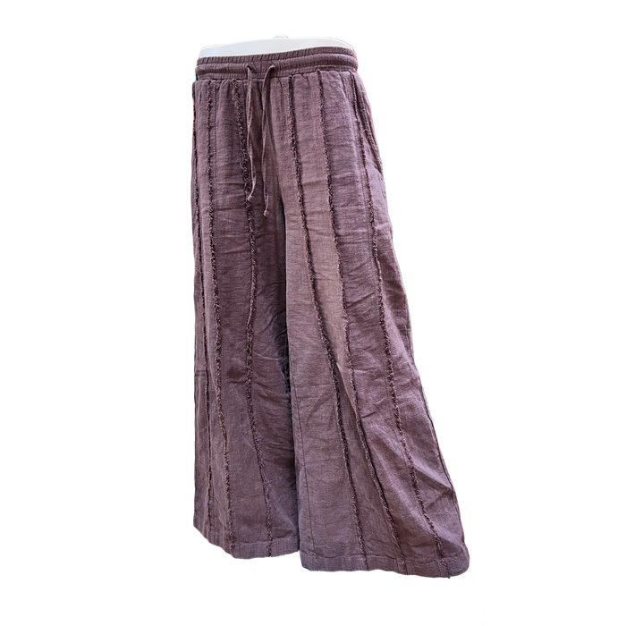 Wide-Leg Drawstring Pants - Plum