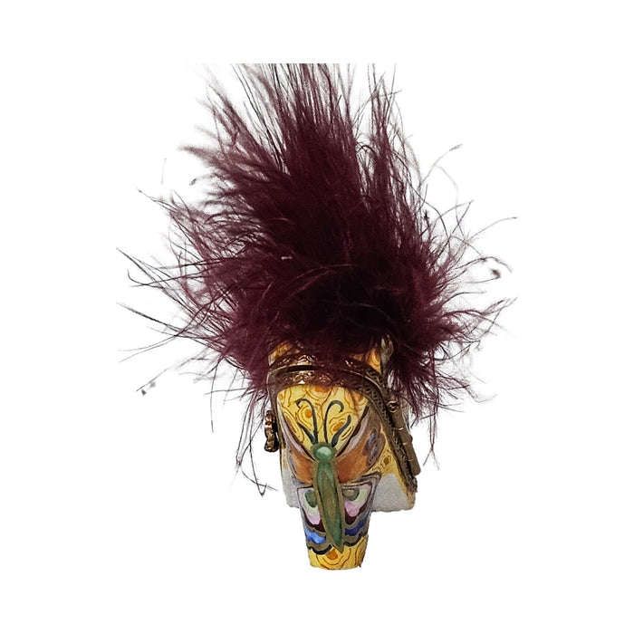 Butterfly Adorned Yellow Shoe Porcelain Limoges shoe French Trinket Box