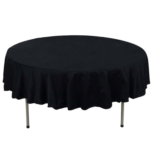 Black round tablecloth with ruffled edge for events and parties