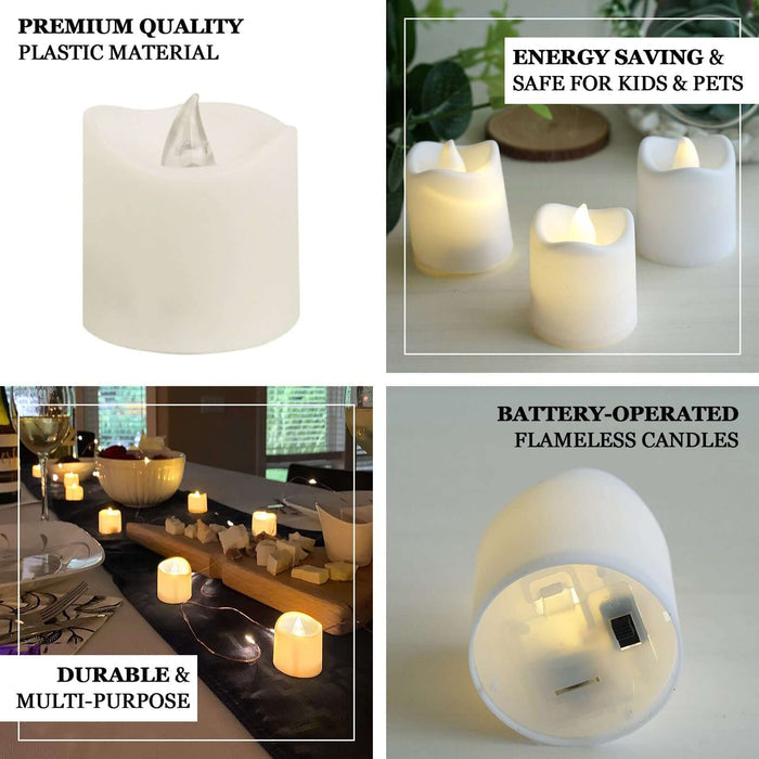 Battery-operated flameless candles in various sizes, safe for kids and pets.