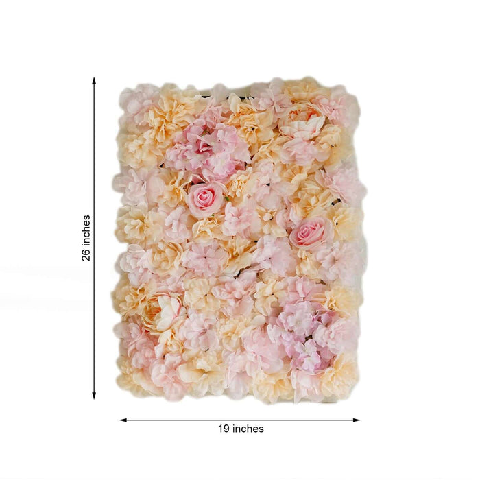 Floral wall decoration with pink and cream flowers, 19x26 inches.
