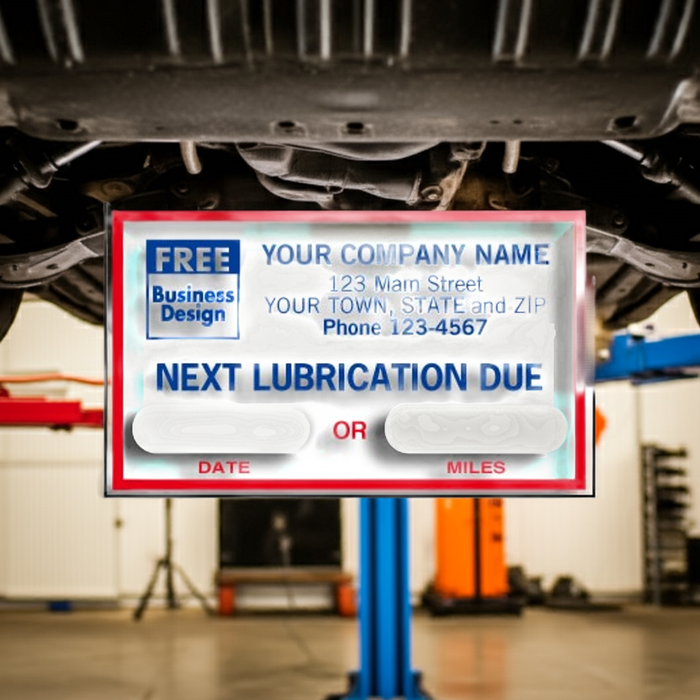 1690B Next Lubrication Due Static Cling Windshield Labels 2 1/2 x 1 1/2" QTY 250