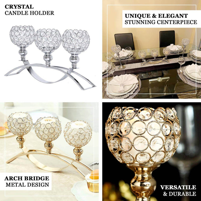 Crystal candle holder with metal design, perfect for elegant table settings.