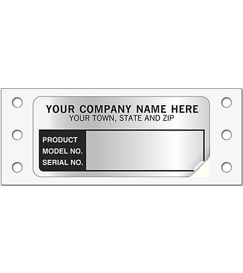 376 Model/Serial Number Labels Continuous Aluminum Foil 2 3/4 x 1 1/4"