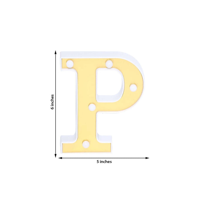 Yellow marquee letter 'P' cutout, dimensions 5x6 inches.