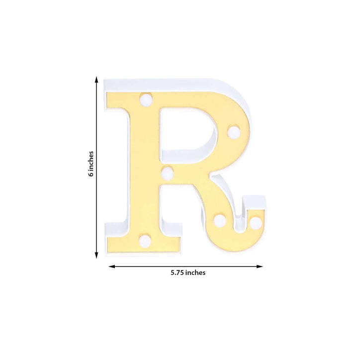 Gold letter R decorative sign, 6 inches tall and 5.75 inches wide.