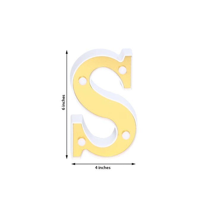 Yellow and white decorative letter "S" measuring 6x4 inches.