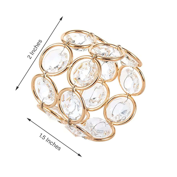 Gold and crystal statement bracelet, 2 inches wide, 1.5 inches high