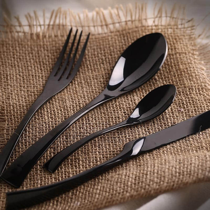 4 Pieces Black Polished Stainless Steel Dinnerware Set