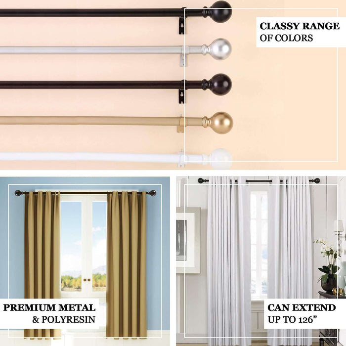 Curtain rods in various colors and materials, showcasing versatility and style.