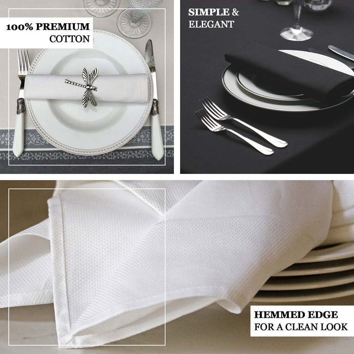 Premium cotton napkin with hemmed edge for a clean look on elegant dining table.