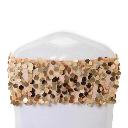 Gold sequin chair sash for elegant event decor