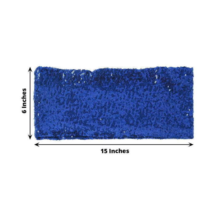 Blue sequin fabric, 15x6 inches, perfect for crafts and decorations.