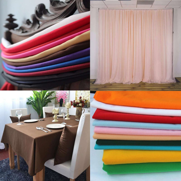 Colorful tablecloths in various shades for dining setups and events.