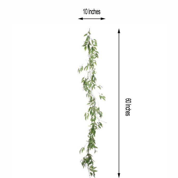 Hanging artificial vine plant, 10 inches wide by 60 inches long.