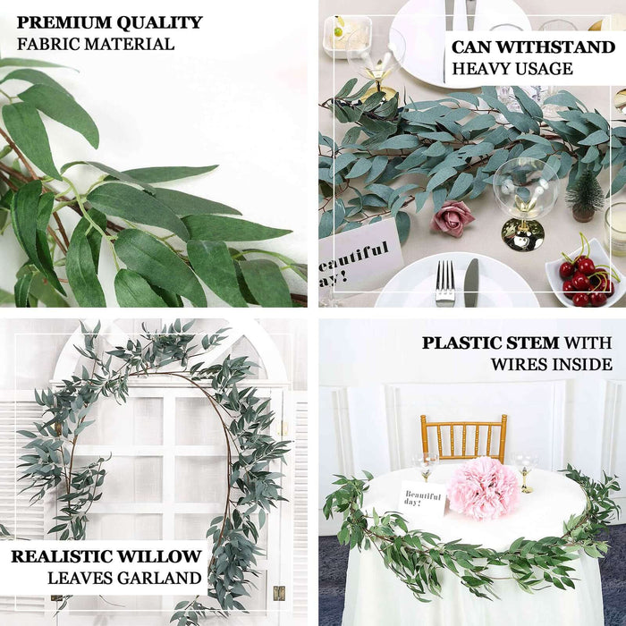 Realistic willow leaves garland for decor, premium quality fabric material.