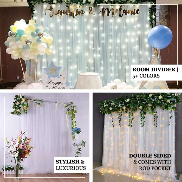 Decorative wedding room dividers with balloons and lights in various styles and colors.