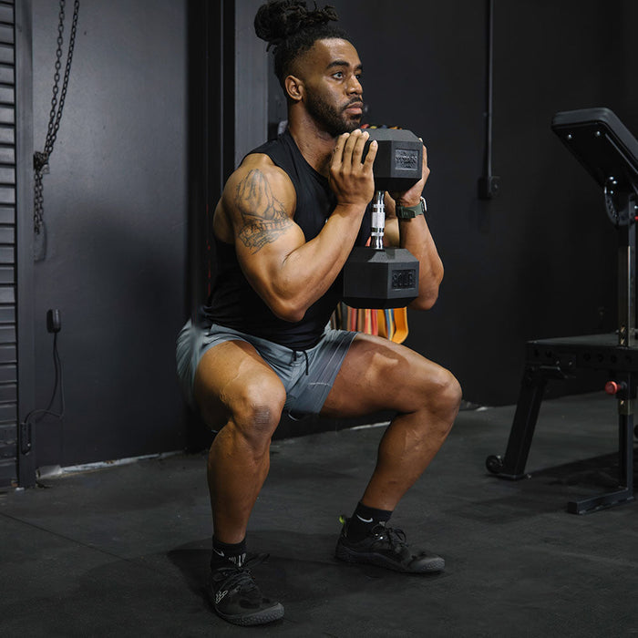 60 LB Pair Rubber Hex Dumbbells