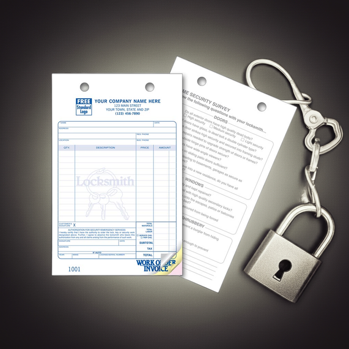 619 Locksmith Register Forms Large Classic 5 1/2 x 8 1/2" QTY 250