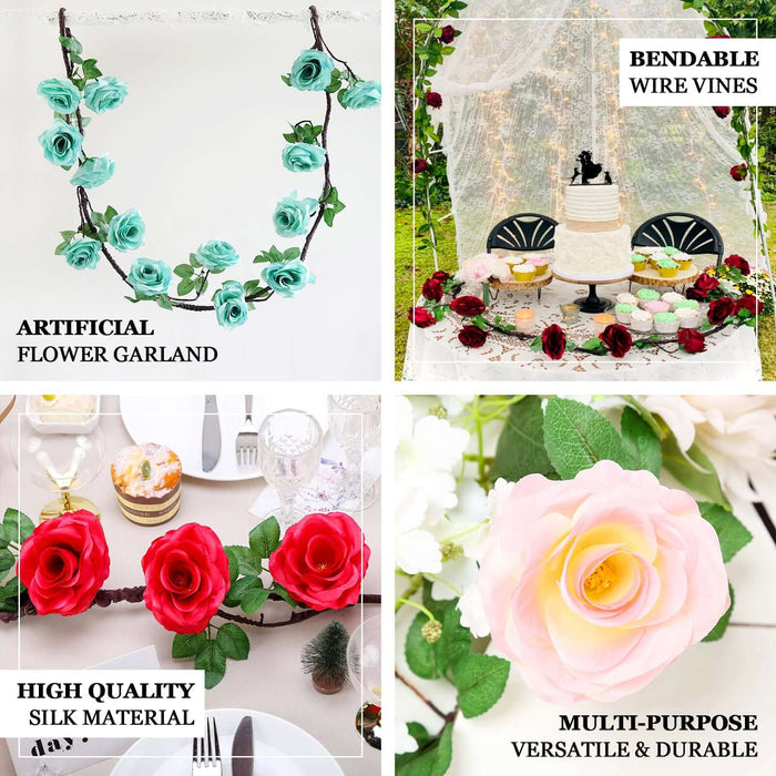 Artificial flower garland with bendable wire vines, high-quality silk material, versatile design.