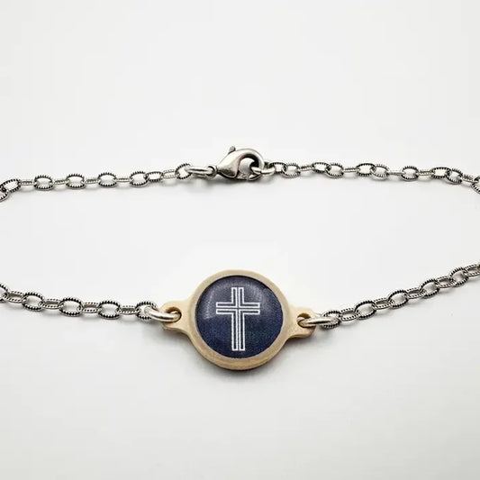 .999 Silver-Plated + Slate Cross| Tap To Pray™