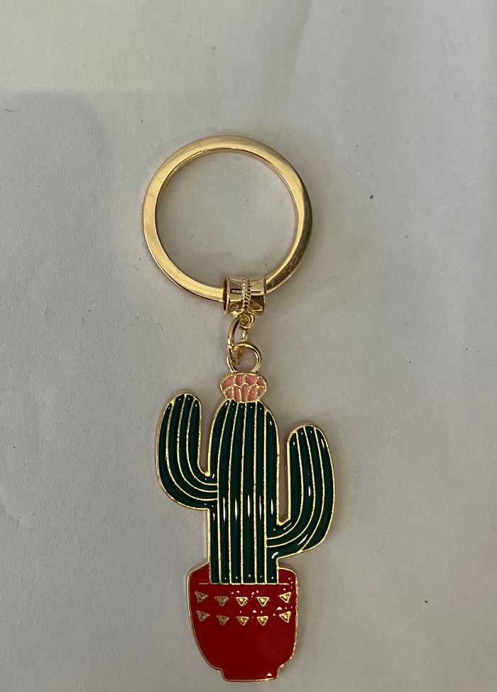 Prickly Pear Cactus Plant Keychain