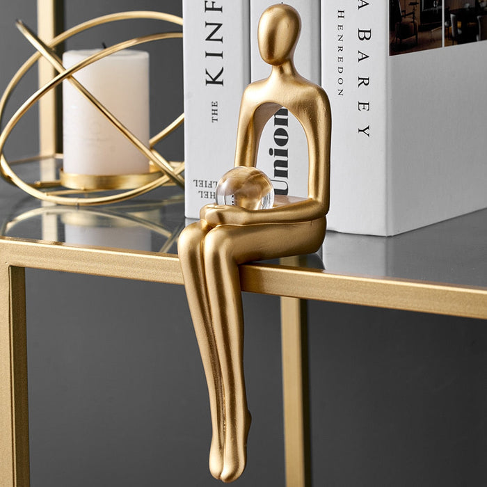 Abstract Thinker Golden Statue