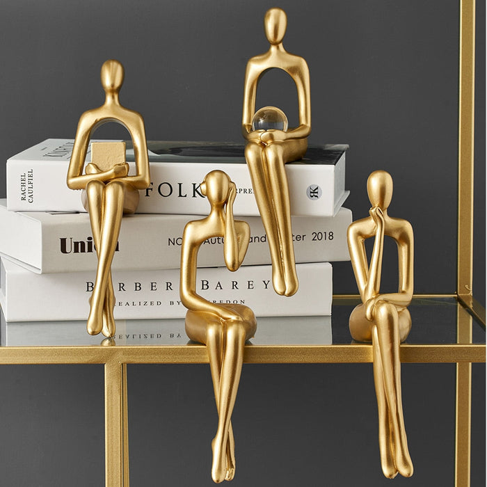 Abstract Thinker Golden Statue