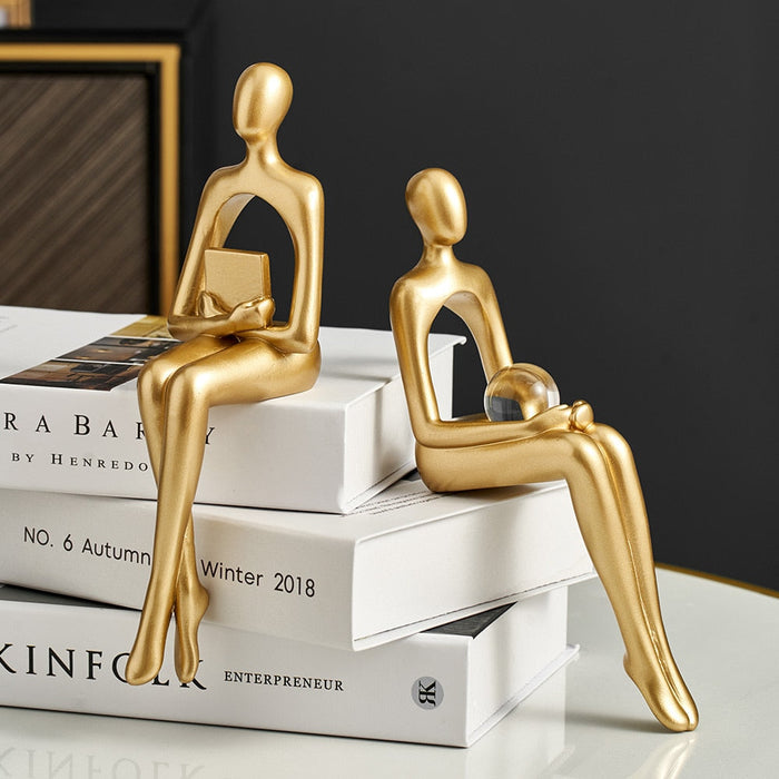 Abstract Thinker Golden Statue