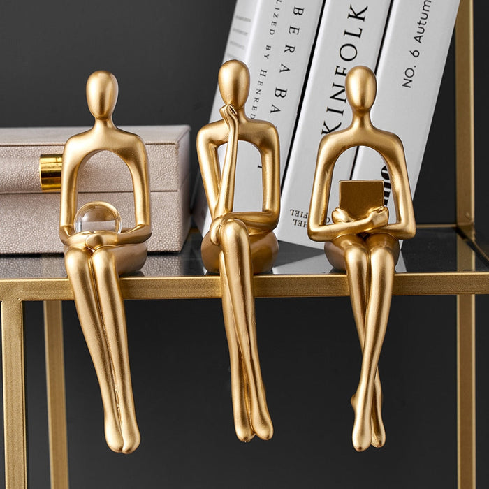 Abstract Thinker Golden Statue