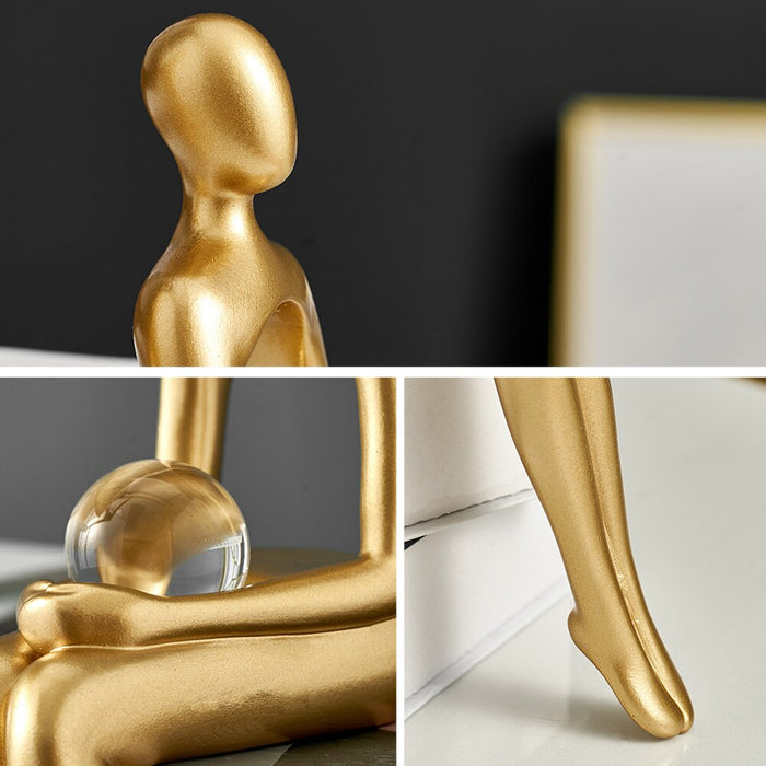 Abstract Thinker Golden Statue