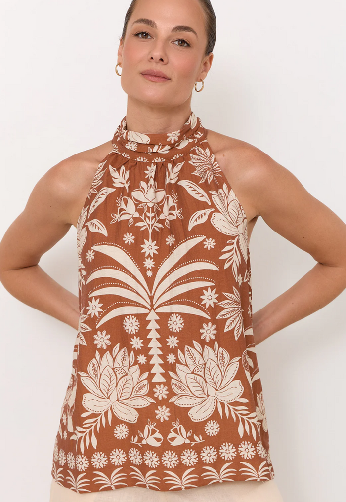 Adorne KENDRA HAWAII PRINT HIGH NECK TOP (PRINT)