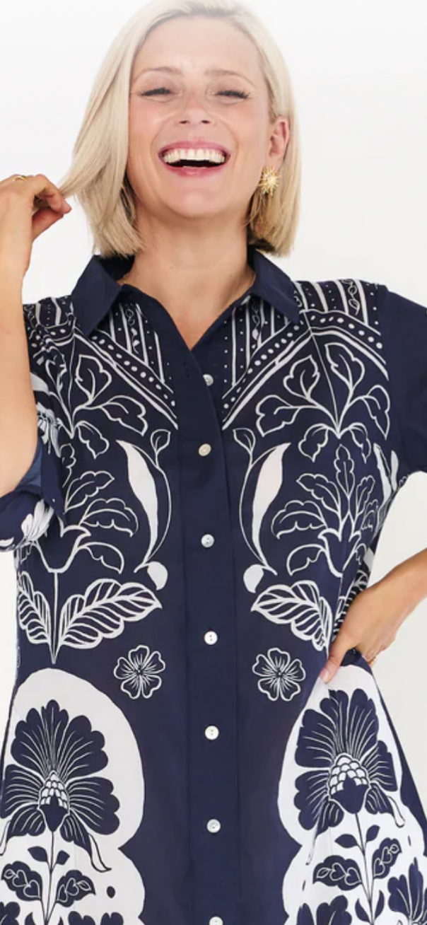 ALEXANDER SANTORINI-Lotus Blue Dress