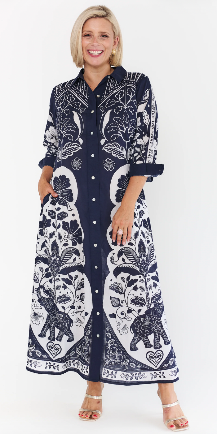 ALEXANDER SANTORINI-Lotus Blue Dress