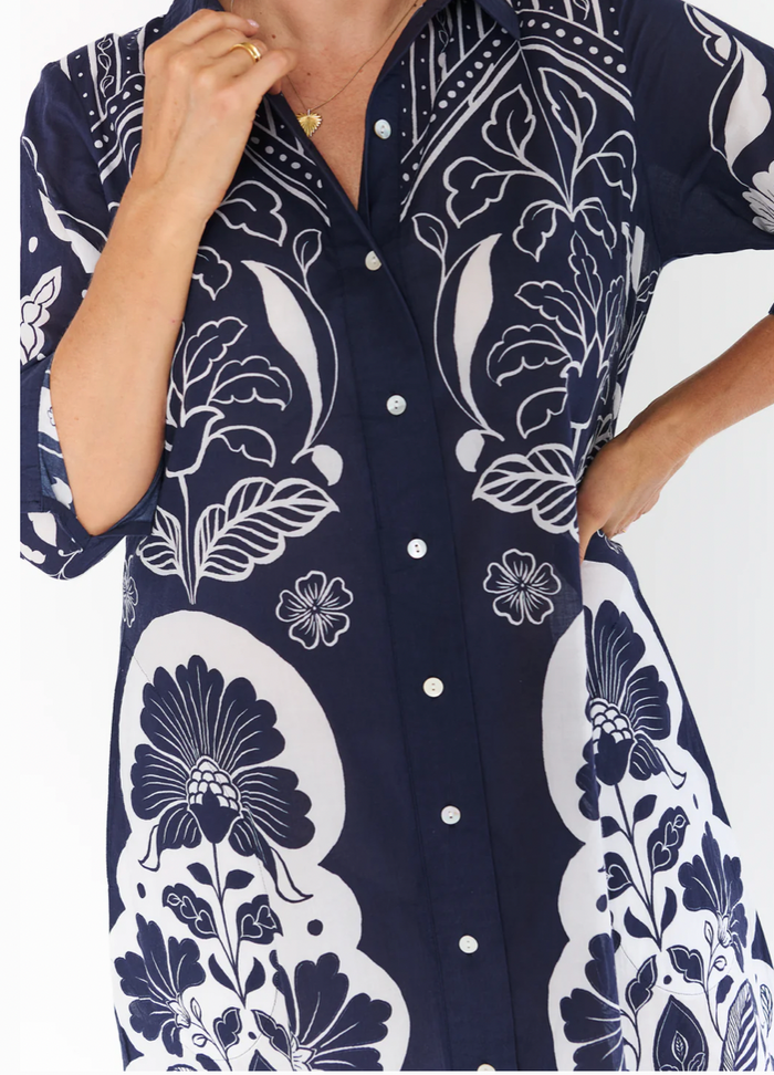 ALEXANDER SANTORINI-Lotus Blue Dress