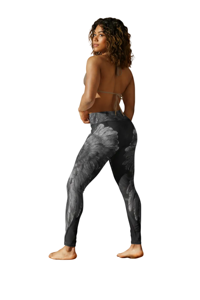 All-Over Wings Print High-Rise Yoga Leggings