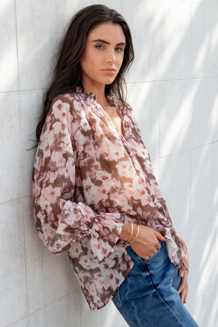 Among The Brave Odyssey Top Chocolate & Blush Floral