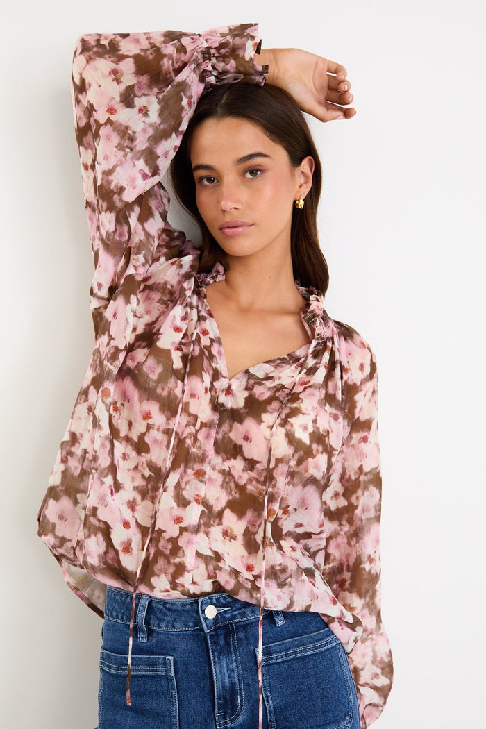 Among The Brave Odyssey Top Chocolate & Blush Floral