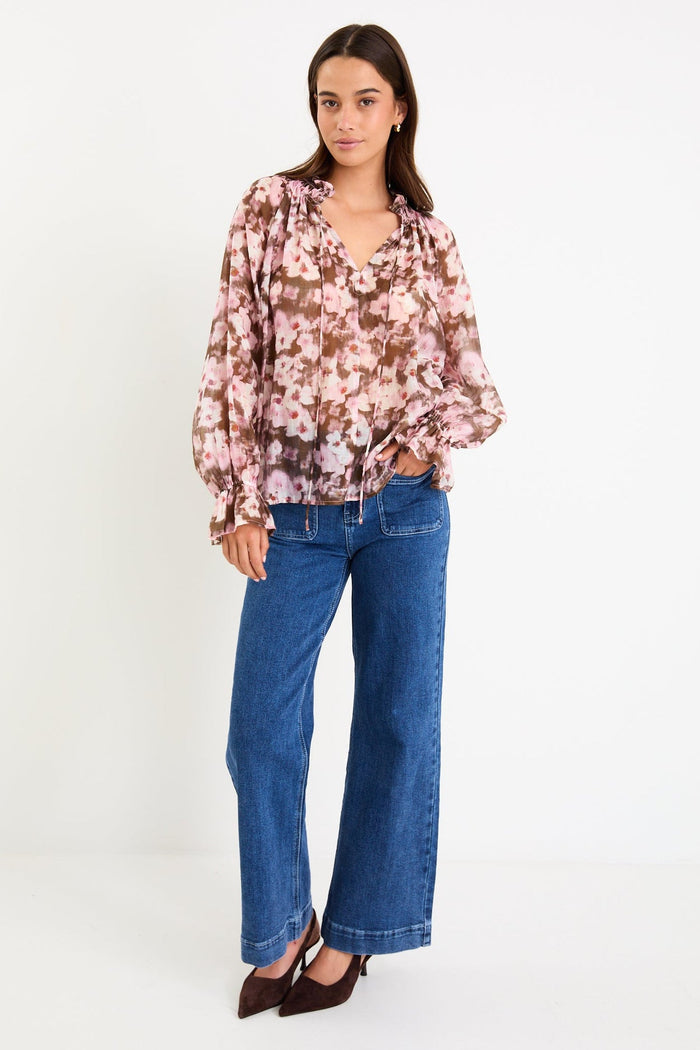 Among The Brave Odyssey Top Chocolate & Blush Floral