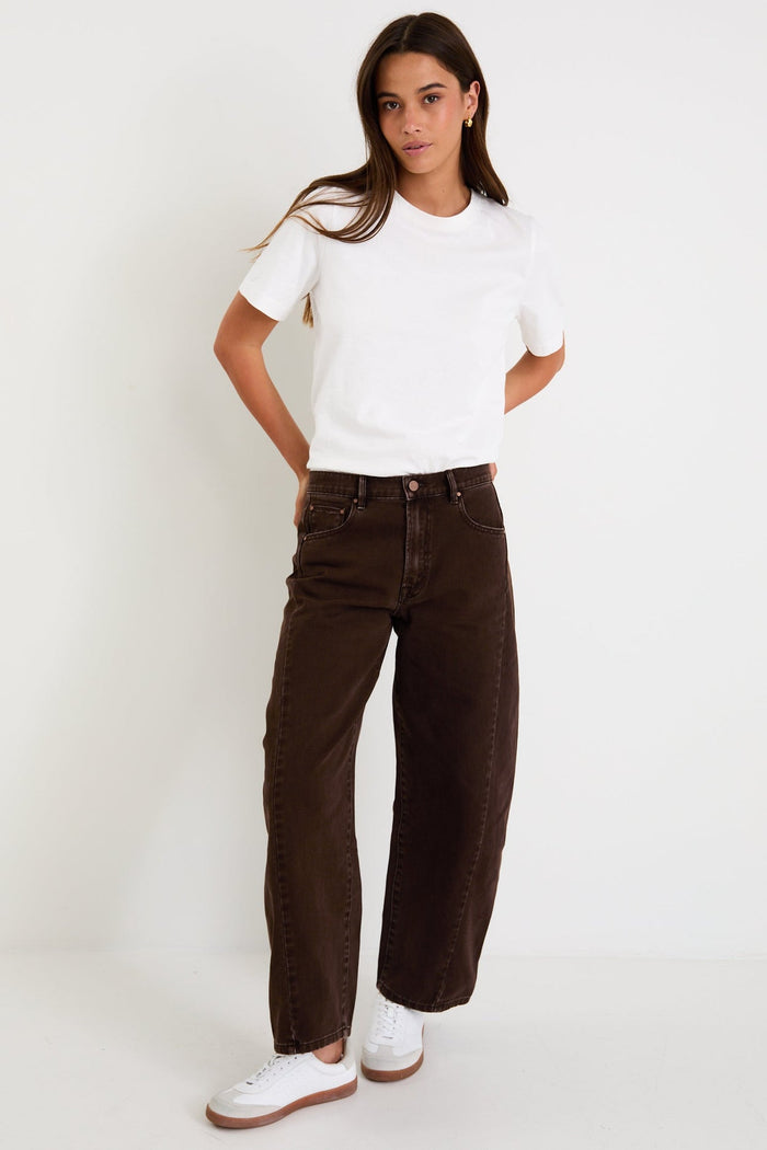 Among The Brave Varsity Chocolate Barrel Jeans