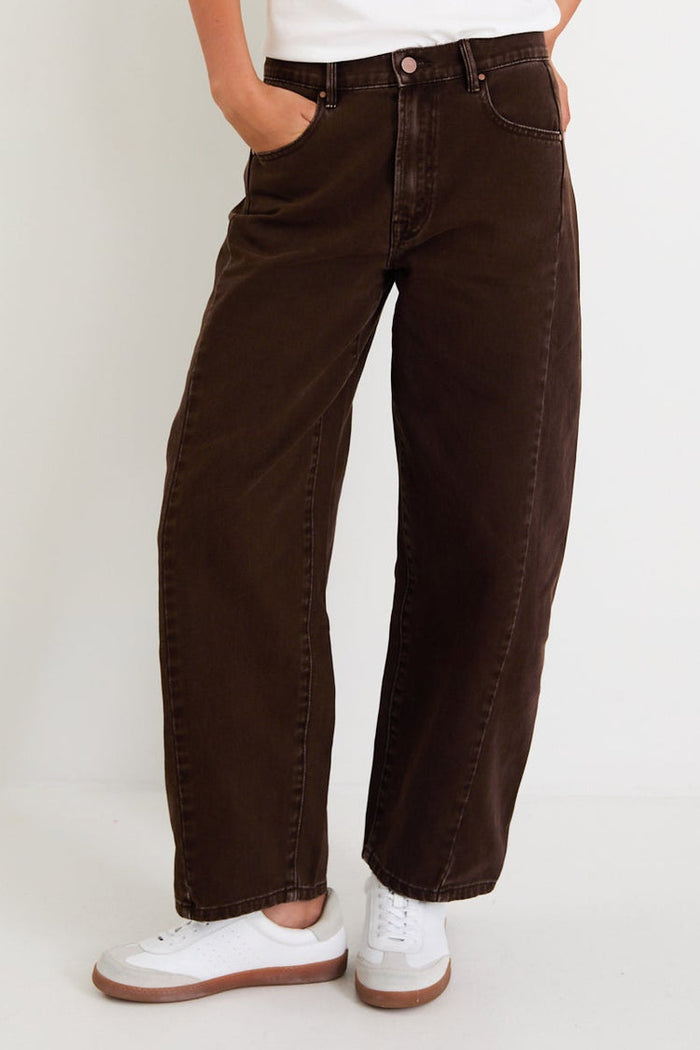 Among The Brave Varsity Chocolate Barrel Jeans