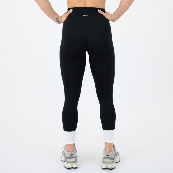 Black + White Ankle Dip Legging 25"- No Front Seam - High Rise by FLEO - 6