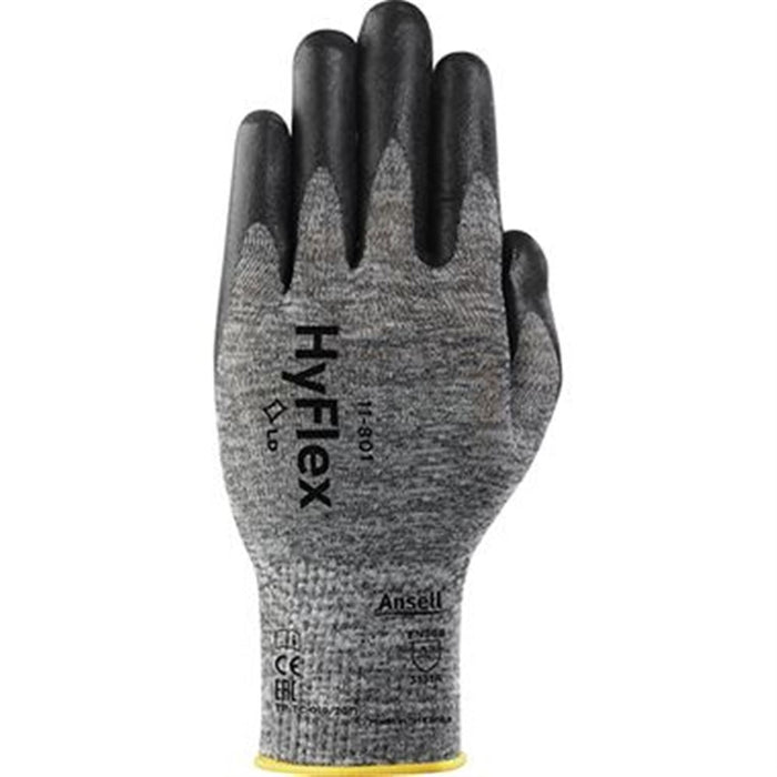 Ansell HyFlex 11-801 Breathable Dark Grip Glove with Foam Nitrile Coating - 15g