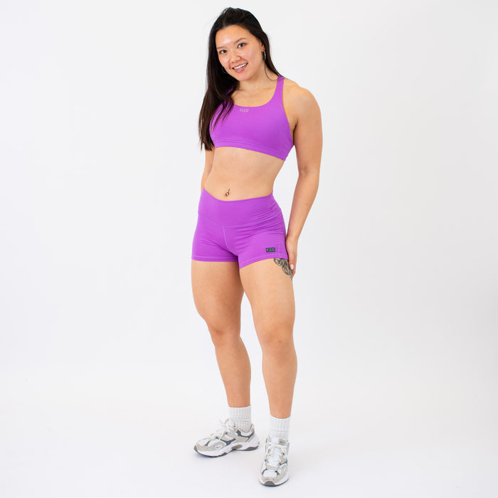 Heather Neon Purple Apex Contour Short 3.25" - Mid Rise by FLEO - 3