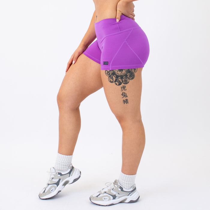 Heather Neon Purple Apex Contour Short 3.25" - Mid Rise by FLEO - 4