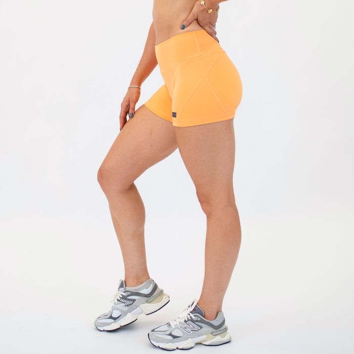 Papaya Mid Rise Contour Training Shorts For Women