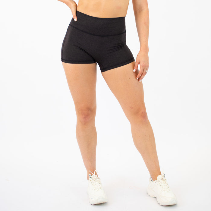 Heather Onyx No Front Seam High Rise Spandex Shorts