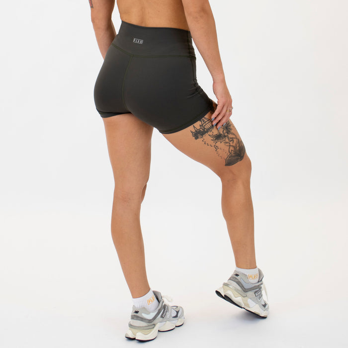 Olive No Front Seam High Rise Spandex Shorts