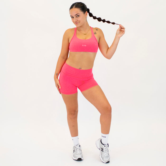 Heather Neon Punch No Front Seam High Rise Spandex Shorts